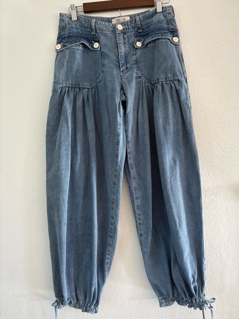 Miss Love Denim chambray Lotus balloon pants size m